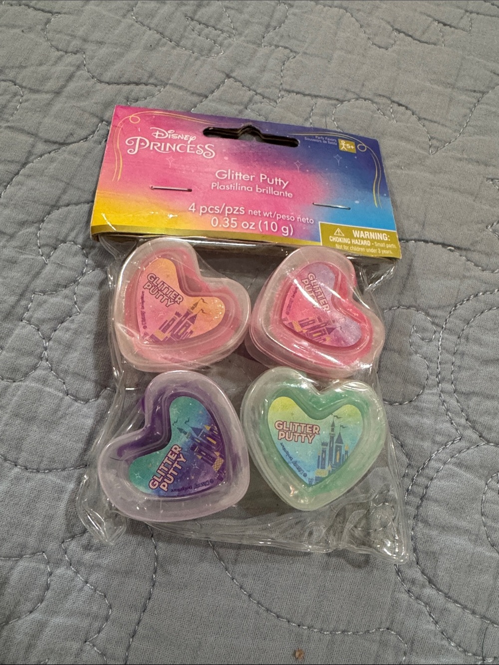 Disney Princess Heart Glitter Putty Pack - Pink, Purple, Green, Peach